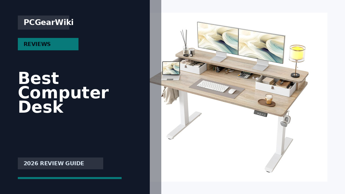 TIQLAB Electric Standing Desk with Two Drawers 55x24 Adjustable Height Maple for Best Computer Desk Buying Guide for 2026