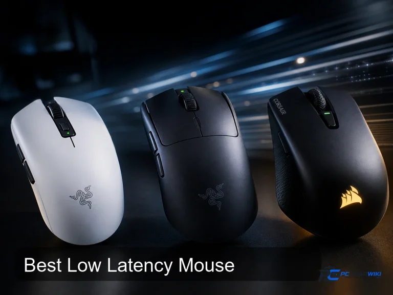 Premium thumbnail showing Logitech G305, Razer Viper V3, and Corsair Harpoon wireless gaming mice on a dark studio backdrop, highlighting their sleek design and low‑latency performance.