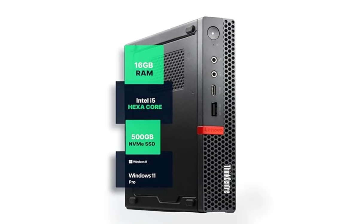 Lenovo M720Q ThinkCentre Mini PC | Windows 11 Pro | Intel i5-8400T | 16GB RAM + 500GB NVME | 5G WiFi + BT | Home or Office Micro Desktop Computer (Renewed)