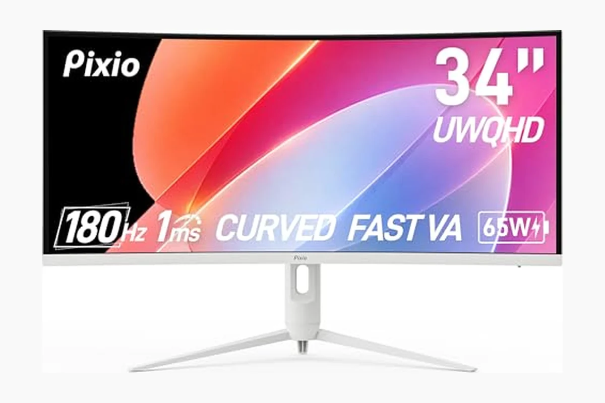 Best Ultrawide Monitor With USB-C Charging: Top Picks 1 Pixio PXC348C Neo White 34" 180Hz Refresh Rate UWQHD 1440p Ultrawide Resolution 1000R Curve product image
