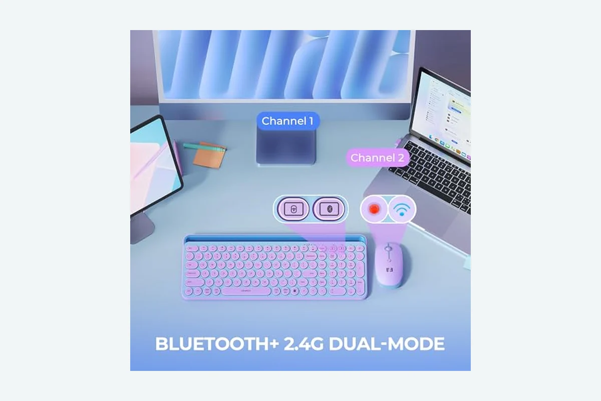 3 Pin Vs 5 Pin Keyboard Switches 2 seenda CTU-301 Bluetooth Keyboard and Mouse Combo for iPad,Blue&Purple product image
