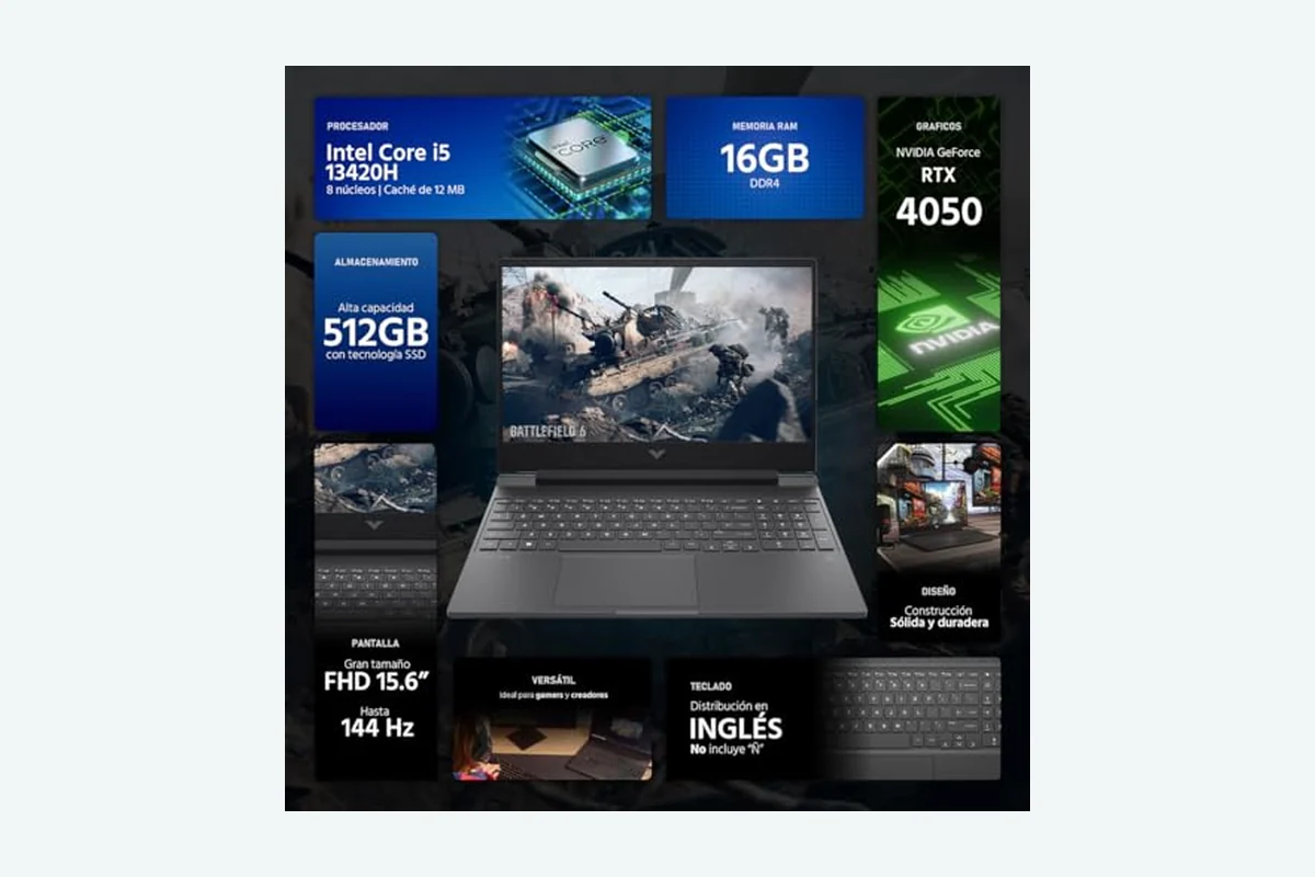 HP NVIDIA GeForce RTX 4050 Laptop Gamer Victus 13420H 16GB RAM 512GB SSD 15.6" product image