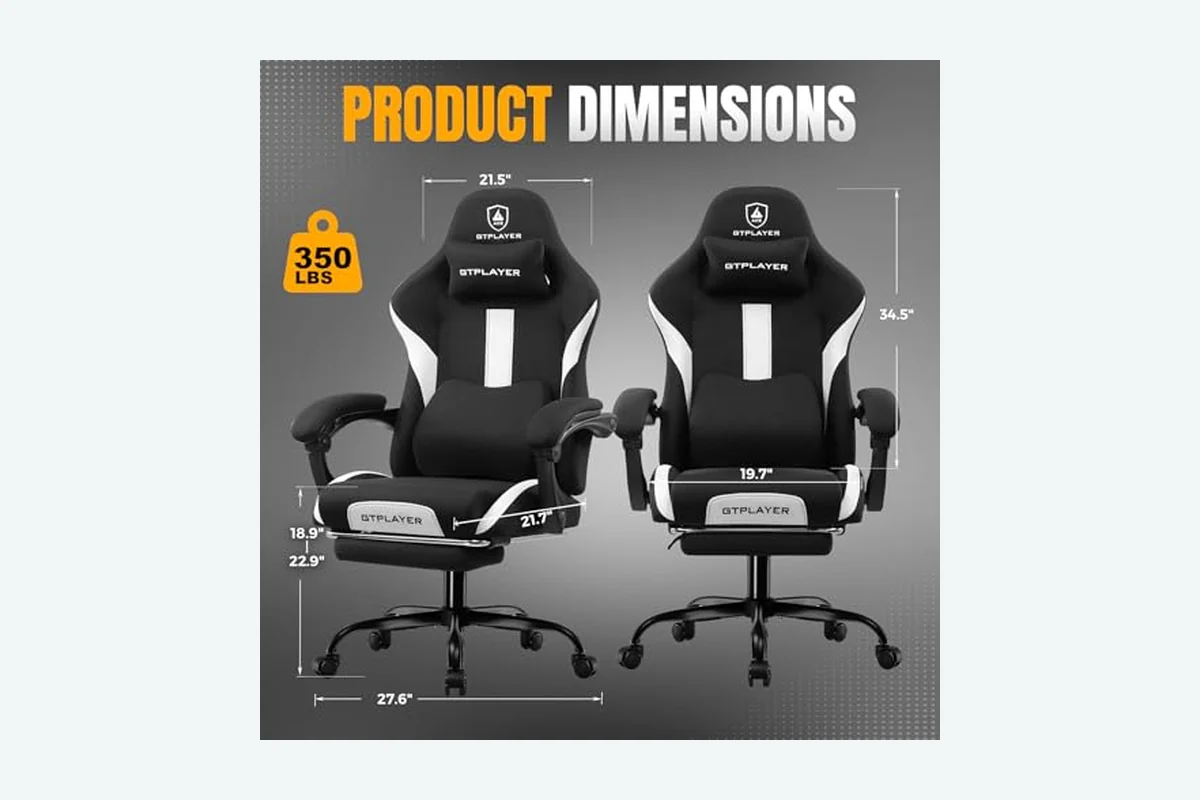 Prebuilt vs Custom PC: Gaming PC Comparison 2 GTPLAYER Gaming Chair with Foot Rest & Pocket Spring Cushion, Breathable Fabric for Home product image