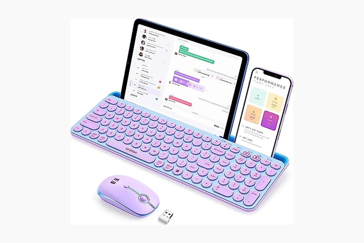 seenda CTU-301 Bluetooth Keyboard and Mouse Combo for iPad,Blue&Purple product image