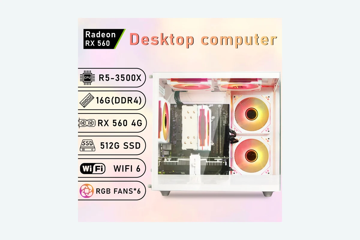 suevery Pre Built Gaming PC | M.2 NVMe 512G SSD | Radeon 4G Graphics product image