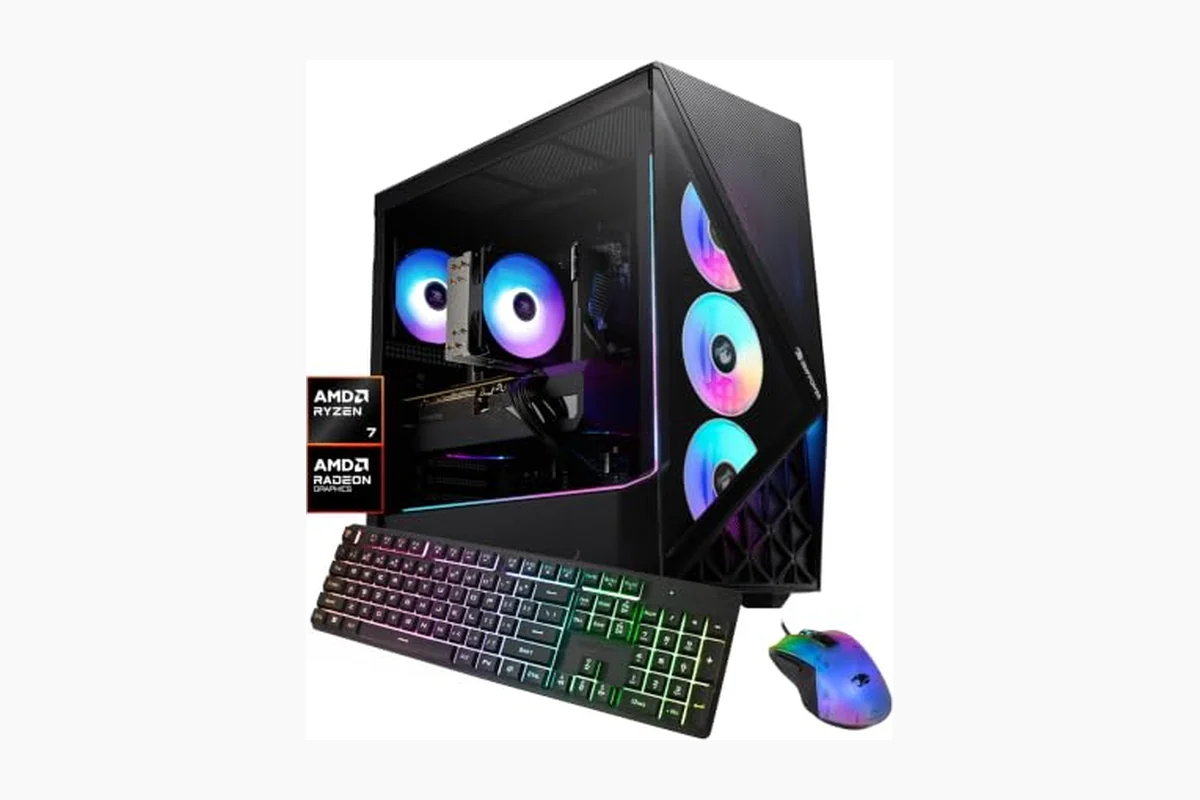 iBUYPOWER Slate Gaming PC Desktop Computer AMD Ryzen 7 9700F CPU, AMD Radeon RX product image