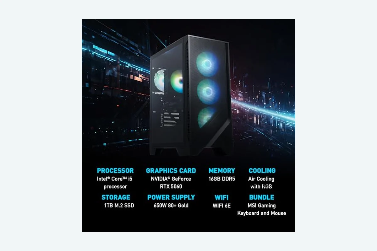 Msi Gaming Pc Buying Guide: Top Desktops Compared 2 msi Codex R2 Gaming Desktop: Intel Core i5-14400F, Geforce RTX 5060, 16GB DDR5, 1TB product image