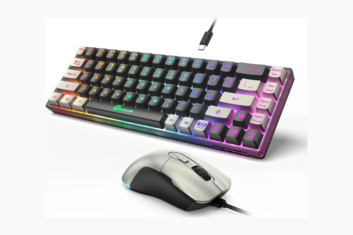 Best Gaming Keyboard and Mouse Combos Under $100 2 GEODMAER 65% Gaming Keyboard and Mouse Combo, RGB Backlit Keyboard + 7200 DPI Gaming product image