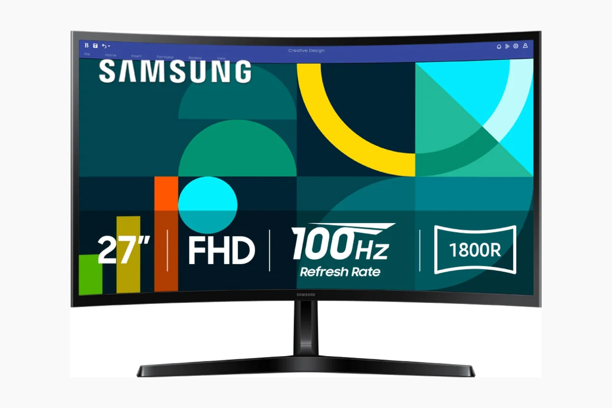 Curved Monitor Buying Guide 1 Samsung 27" Essential S3 (S36GD) Series FHD 1800R Curved Computer Monitor, 100Hz, Game Mode, product image