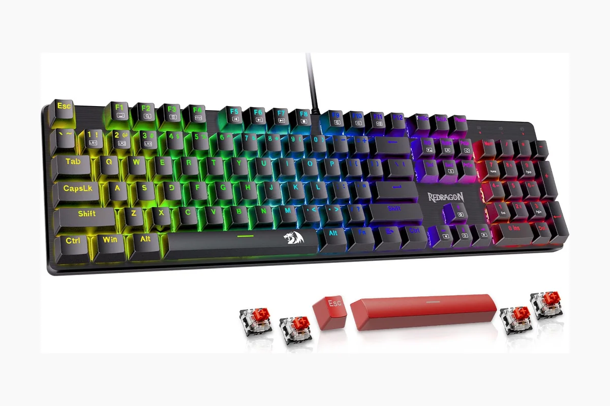 Mechanical Gaming Keyboard Buying Guide for 2026 1 Redragon Mechanical Gaming Keyboard Wired, 11 Programmable Backlit Modes, Hot-Swappable Red Switch, Anti-Ghosting, Double-Shot product image