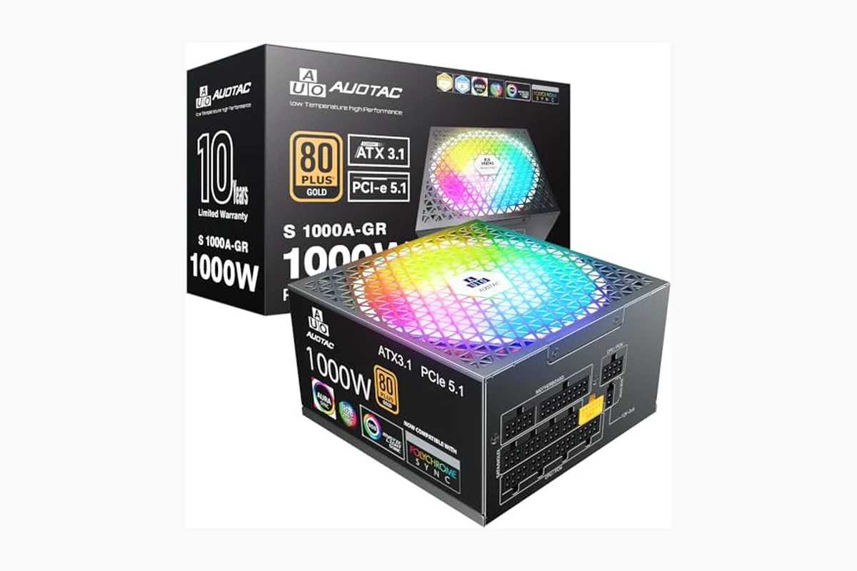 Best 1000W Power Supply for Gaming PC: Top Picks and Buying Guide 2 Auotac 1000W Fully Modular Power Supply, 80+ Gold PSU, ATX 3.1 & PCIe 5.1 product image