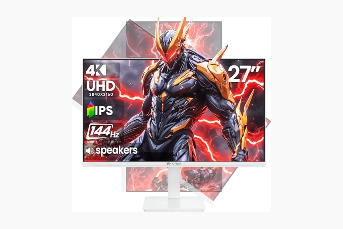 CRUA 27" 4K UHD 144Hz IPS Vertical Gaming Monitor for PC, Pivot/Tilt, White product image