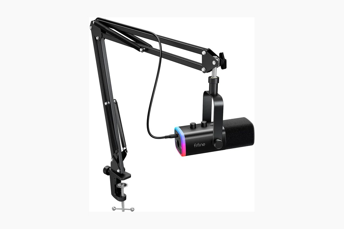 FIFINE XLR/USB Gaming Microphone Set, Dynamic PC Mic for Streaming Podcasting, Computer RGB Mic product image