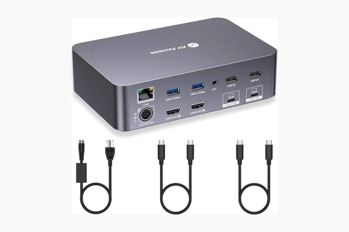 AV Access KVM Switch Dock 2 Monitors 2 Laptops, 4K KVM Switch Dual Monitor product image