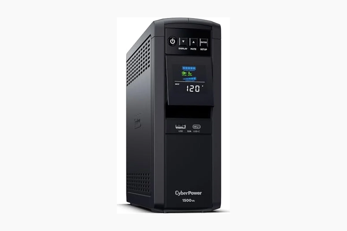 CyberPower CP1500PFCLCD PFC Sinewave UPS Battery Backup and Surge Protector, 1500VA/1000W, 12 Outlets, AVR, product image