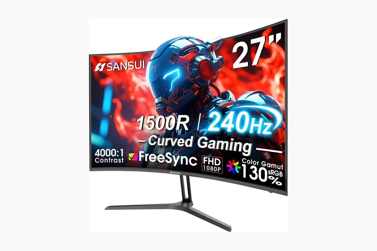 Curved Vs Flat Gaming Monitor: Key Differences & Which to Choose 2 SANSUI 27 Inch Curved 240Hz Gaming Monitor FHD 1080P, 1500R Curve Computer Monitor, 130% product image