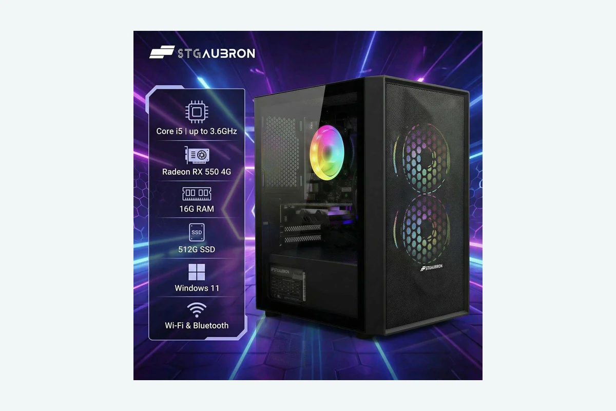 STGAubron Prebuilt Gaming PC Desktop, Radeon RX 550 4G, Intel Core i5 up to product image