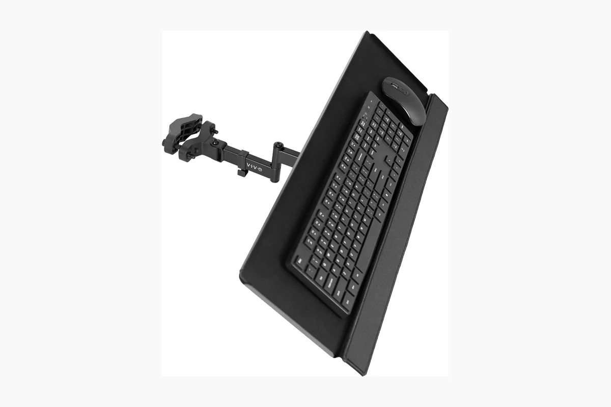 VIVO Universal 26 Inch Keyboard and Mouse Tray Pole Mount, 360 Degree Rotation, Neutral product image