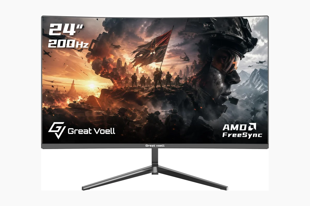 Great voell 24 Inch 200Hz Curved Gaming Monitor, 1ms MPRT Fast VA Computer Display, product image