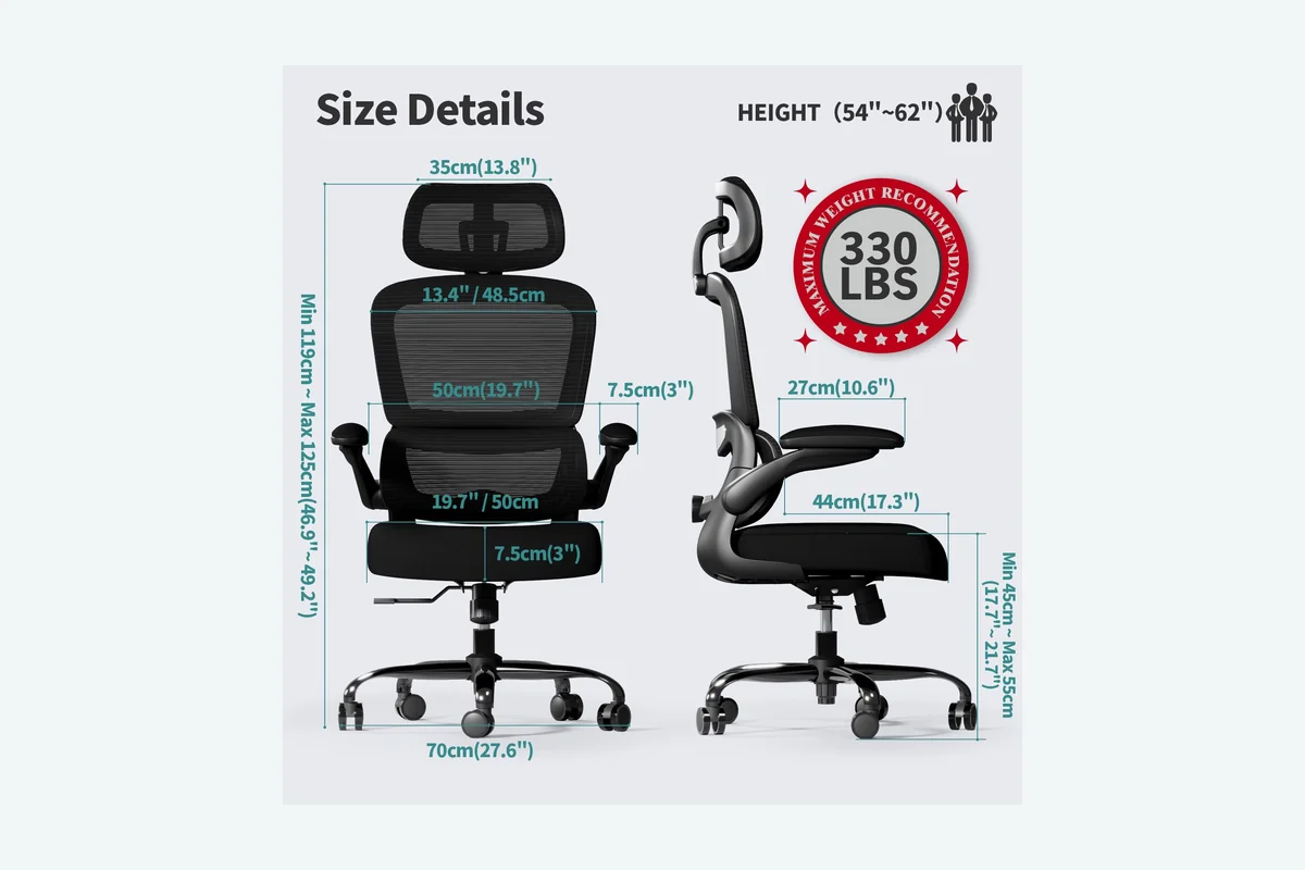 Best Chairs for Gaming: Top Ergonomic & Heavy-Duty Picks 2 TRALT Office Chair Ergonomic Desk Chair, 330 LBS Home Mesh Office Desk Chairs with product image