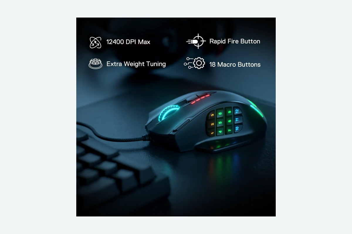 Redragon M908 Impact RGB LED MMO Gaming Mouse with 12 Side Buttons, Optical Wired product image