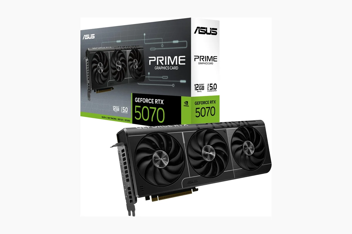 Best Quiet Graphics Card Buying Guide for 2026 2 ASUS SFF-Ready Prime NVIDIA GeForce RTX 5070 Graphics Card (PCIe 5.0, 12GB GDDR7, HDMI/DP product image