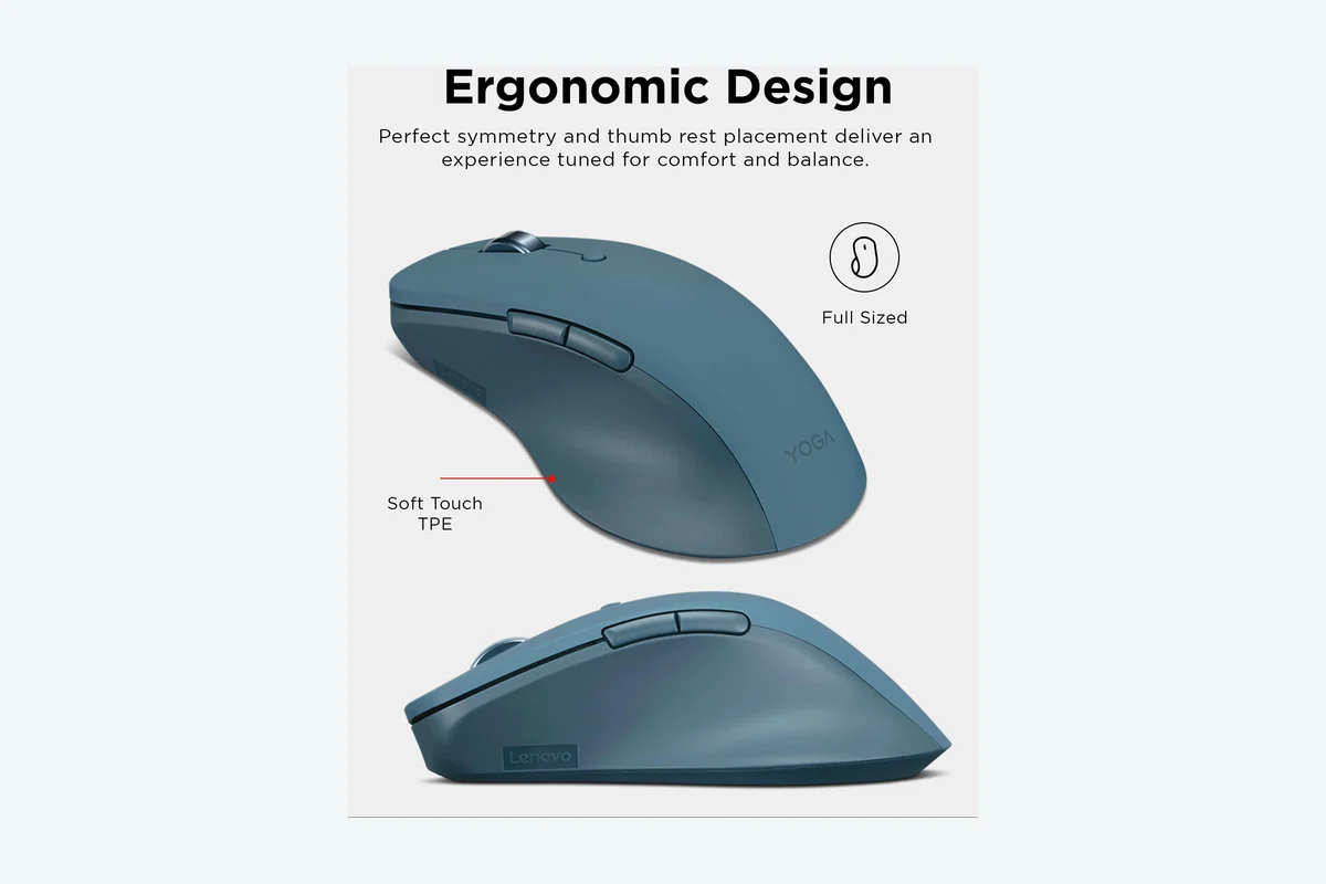 Lenovo Yoga Pro Mouse, Bluetooth, USB-C Rechargable, Dual Mode Bluetooth, 6 Button, Right Handed product image