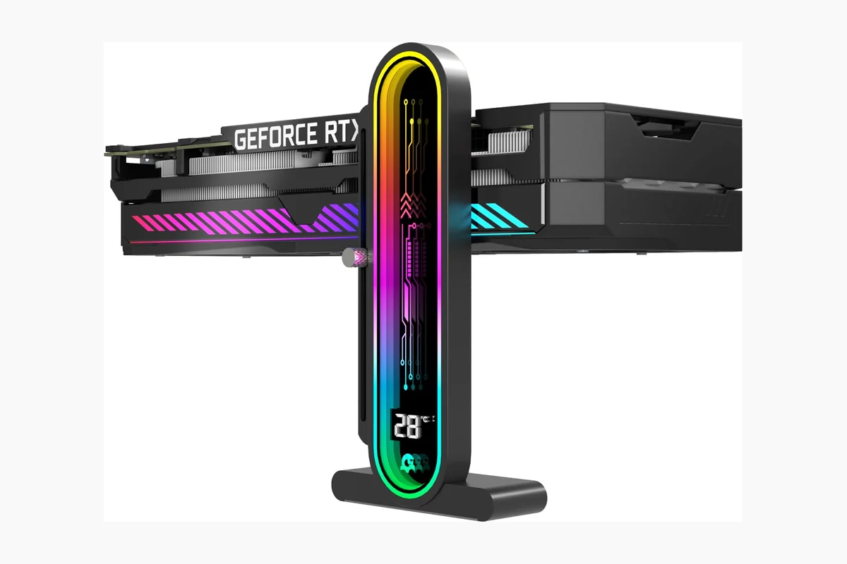 TGDGAMER ARGB GPU Support Bracket with Temperature Display（Ambient Case Temp），5V 3pin Universal GPU Bracket，Graphics product image