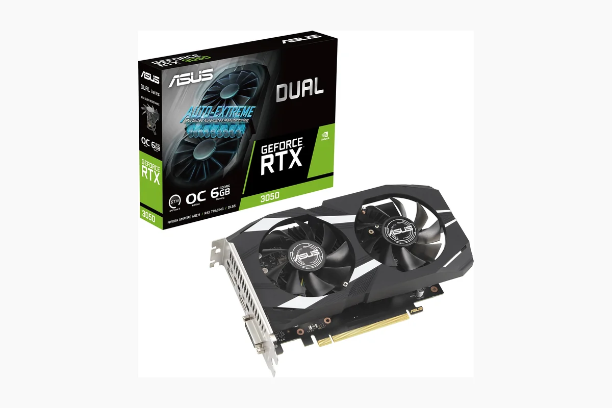 Best GPUs for Streaming: Hardware Encoder and Gaming Picks 1 ASUS Dual NVIDIA GeForce RTX 3050 6GB GDDR6 OC Edition Gaming Graphics Card - product image