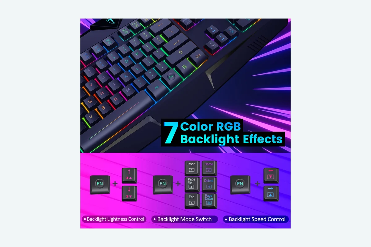 Best Keyboard For Fps Games: Top Picks and Hardware Guide 2 Gaming Keyboard, Full Size RGB Backlit Quiet Computer Keyboard, Wrist Rest, Silent Keys, Multimedia product image