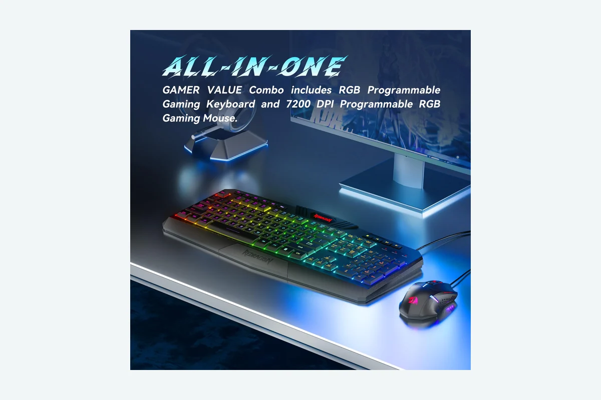 Redragon S101-3 PRO Gaming Keyboard and Mouse, RGB Backlit Programmable Keyboard Mouse with Software, product image
