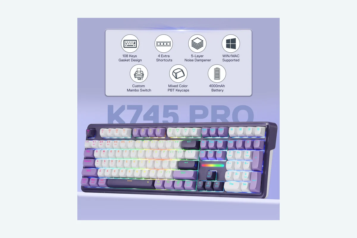 Best Wireless Gaming Keyboard Buying Guide for 2026 2 Redragon K745 PRO Wireless Gasket RGB Gaming Keyboard, 108 Keys Mechanical Keyboard w/Extra 4 product image