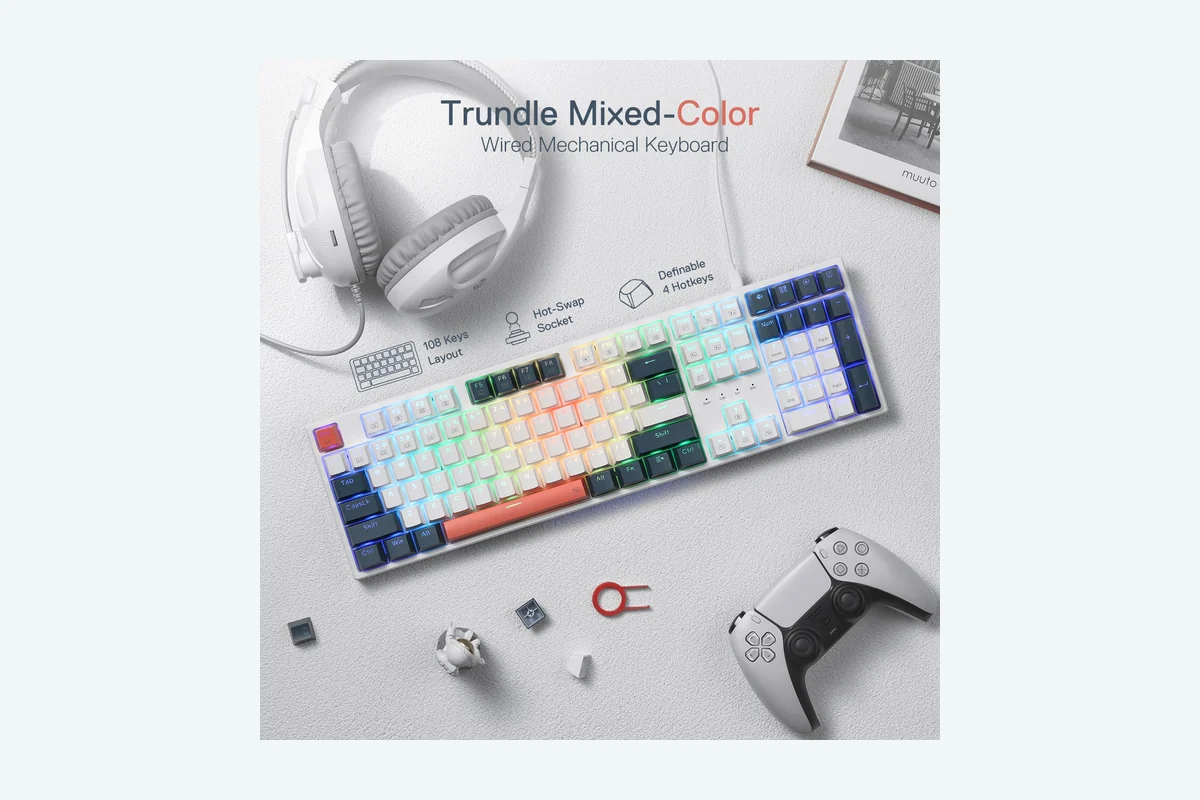 Best Keyboard For Coding: Top Options Evaluated 2 Redragon K668 RGB Gaming Keyboard, 108 Keys Wired Mechanical Keyboard w/Extra 4 Hotkeys, Sound product image