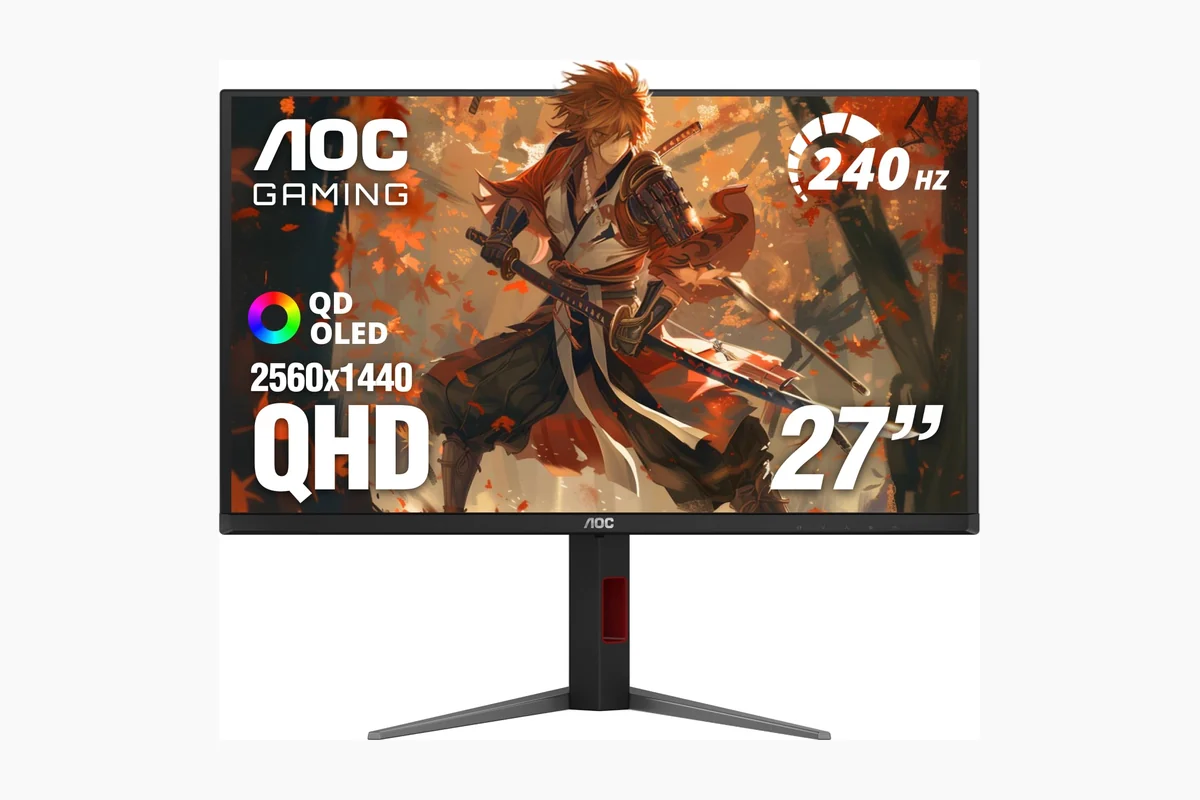 Best OLED Monitor for Video Editing: Top Displays for Color Accuracy and Timeline Work 1 AOC 27 Inch OLED Gaming Monitor (QD-OLED), 1440p QHD 2560x1440, 240Hz, 0.03ms, HDMI 2.1, product image