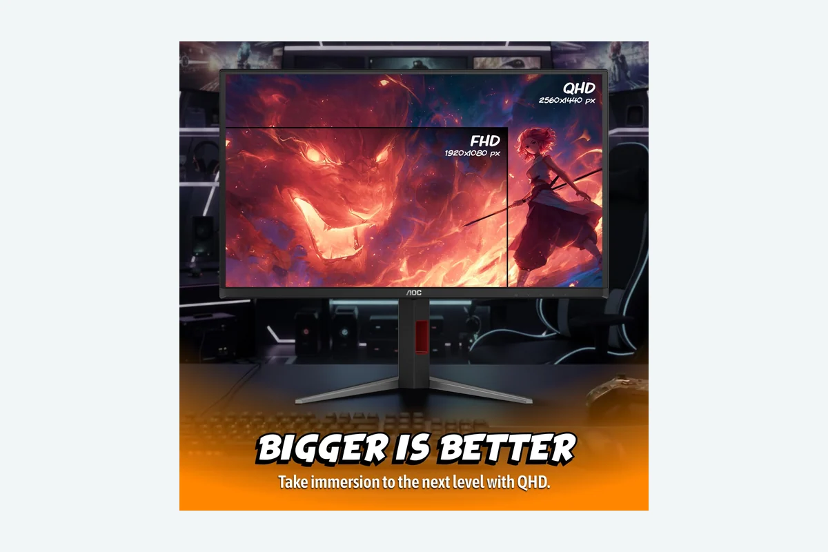 AOC 27 Inch OLED Gaming Monitor (QD-OLED), 1440p QHD 2560x1440, 240Hz, 0.03ms, HDMI 2.1, product image