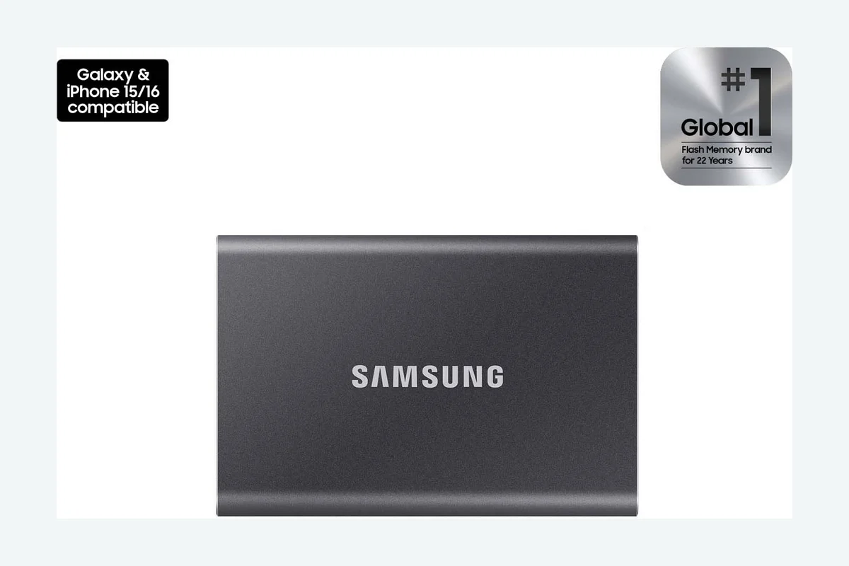 Samsung T7 Portable SSD, 1TB External Solid State Drive, Speeds Up to 1,050MB/s, USB product image